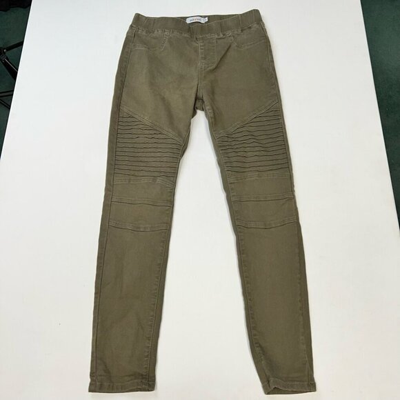 Peek A Boot Socks Womens Biker Moto Jeans Green Pull On Pockets Size Medium - Picture 1 of 10